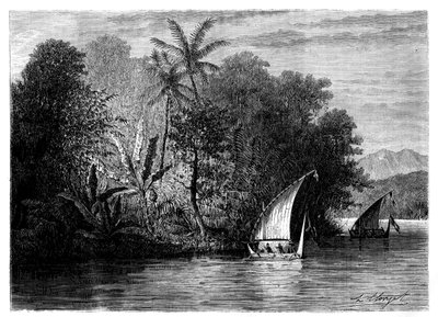 Celebes, Endonezya'dan bir manzara, 19. yüzyıl. by Hubert Clerget