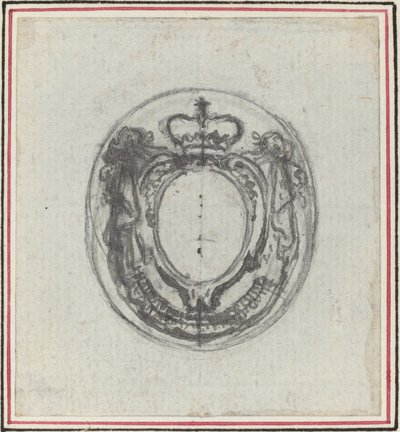 Taç ve Swag ile Armorial Kartuş by Hubert Francois Gravelot