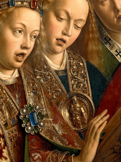 Ghent Altarpiece'in sol kanadından Şarkı Söyleyen Melekler'in detayı by Hubert & Jan van (1390 1441) Eyck