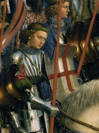 Ghent Altarpiece'in sol tarafından İsa Şövalyeleri'nden Aziz George'un detayı by Hubert & Jan van (1390 1441) Eyck
