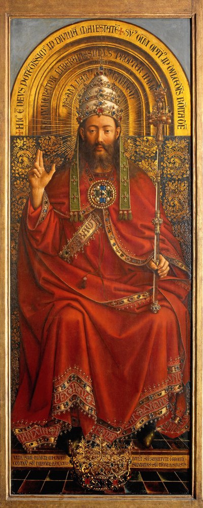Baba Tanrı, Ghent Altarpiece'in merkezi paneli by Hubert & Jan van (1390 1441) Eyck