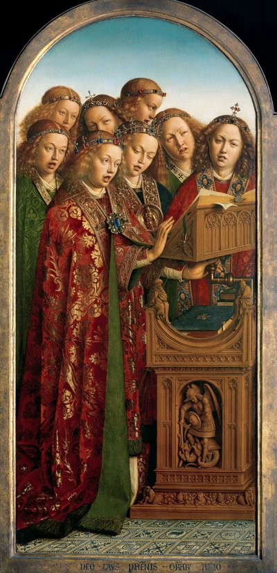 Ghent Altarpiece'in sol kanadından Singing Angels by Hubert & Jan van (1390 1441) Eyck