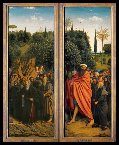 Ghent Altarpiece'in sağ tarafından Aziz Christopher tarafından yönlendirilen Münzeviler ve Hacılar by Hubert & Jan van (1390 1441) Eyck