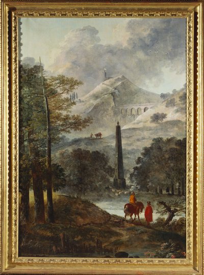 Dikilitaşlı Dağlık Bir Manzara by Hubert Robert