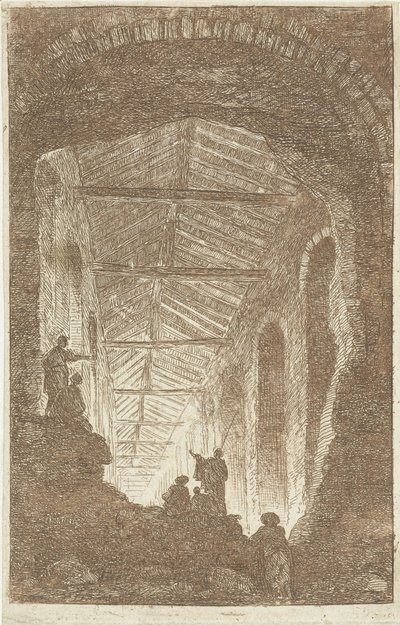 Antik Galeri Les Soirees de Rome (dizi başlığı) Roma yüzleri (dizi adı) by Hubert Robert