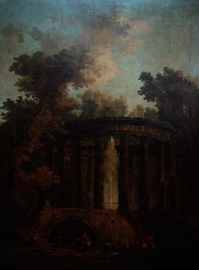Dairesel Sütunlu Bir Çeşmede Capriccio by Hubert Robert