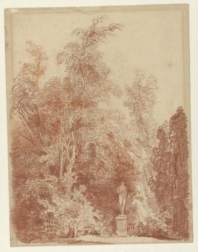 Venüs heykeli olan bir parkta yüzleşin by Hubert Robert