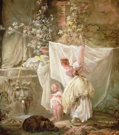 Çamaşırcı ve Çocuk, 1761 by Hubert Robert