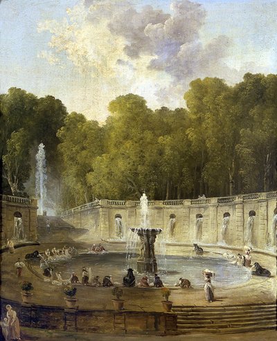 Parkta çamaşır yıkayan kadınlar - Parkta çamaşır yıkayan kadınlar - Hubert Robert (1733-1808) tarafından yapılan boyama - yaklaşık 1775 - Tuval üzerine yağlıboya - 56x45,5 - Petit Palais, Musee des Beaux-Arts de la Ville de Paris by Hubert Robert