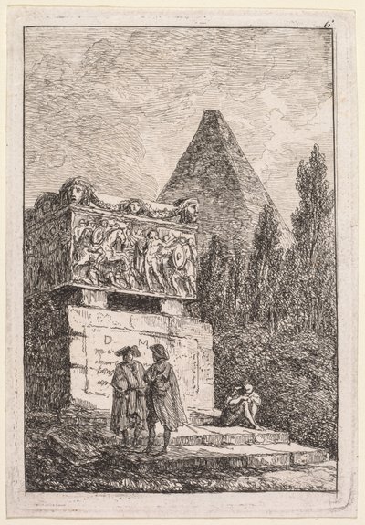 Roma Akşamları: Lahit, 1763-1764. by Hubert Robert