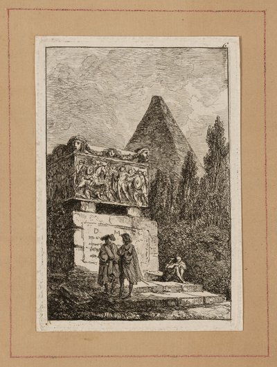 Roma'daki Akşamlardan Altıncı Plaka by Hubert Robert