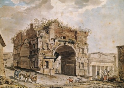 Roma Harabeleri (kağıt üzerine kalem & mürekkep ve wc) by Hubert Robert