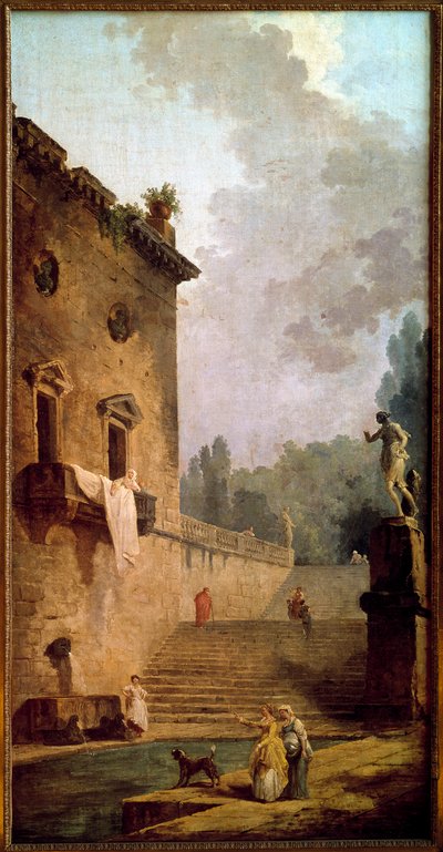 Tuvaletli revak kalıntıları Tablo Hubert Robert (1733-1808) 18. yüzyıl Musee du chateau de Maisons Laffitte (Maisons-Laffitte) by Hubert Robert