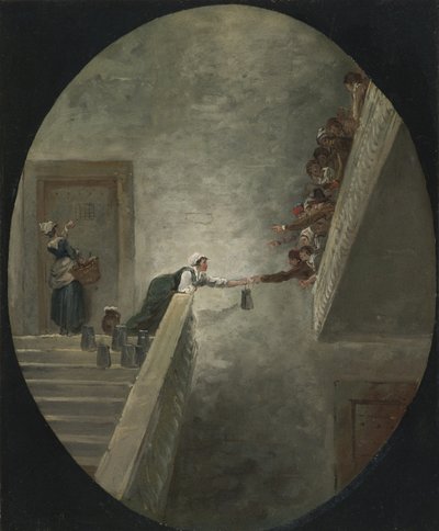 Saint-Lazare hapishanesinde süt dağıtımı, yaklaşık 1794 by Hubert Robert