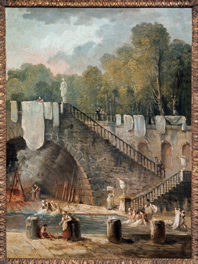 Yıkama. 18. yüzyıl (tuval üzerine yağlı boya) by Hubert Robert