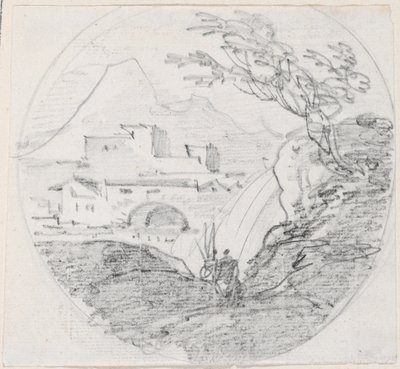 Bir Sırttan Bir Köye ve Uzak Dağa Bakış by Hubert Robert