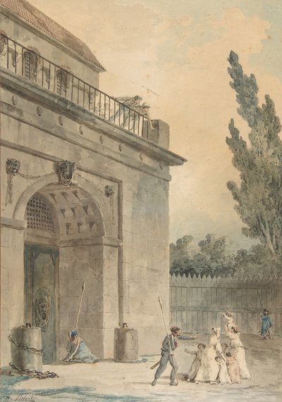 Hapishaneden ayrılan ziyaretçiler, 1794-95. by Hubert Robert