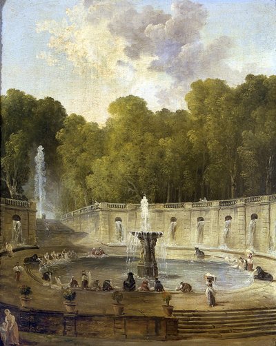 Bir parkta çamaşırcı kadınlar by Hubert Robert