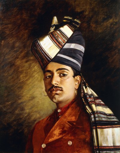 Askeri Başörtülü Bir Sih Portresi (tuval üzerine yağlı boya) by Hubert Vos