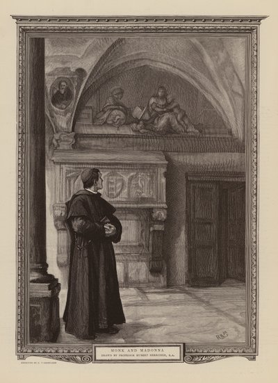 Keşiş ve Madonna (gravür) by Hubert von (after) Herkomer