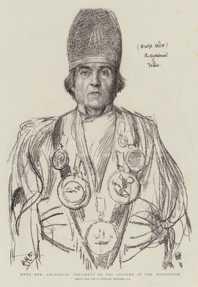 Hwfa Mon, Archdruid, Eisteddfod'daki Gorsedd Başkanı by Hubert von Herkomer