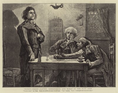 Doksan Üç, Danton, Robespierre ve Marat Şarap Dükkanında by Hubert von Herkomer