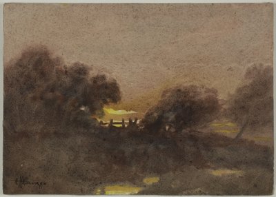 Gün batımında kapı ile manzara by Hugh Huntington Howard