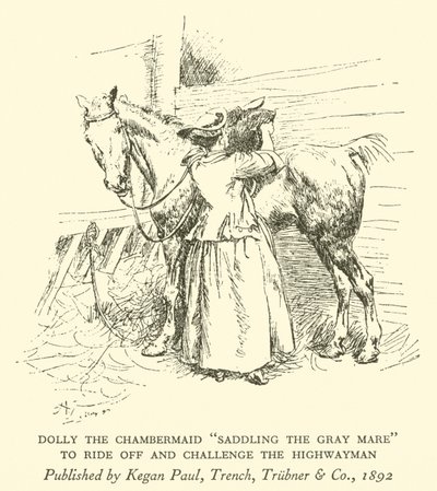 Oda Hizmetçisi Dolly "Gri Kısrağı Eyerlemek", Arabaya Binmek ve Otobana Meydan Okumak (gravür) by Hugh Thomson
