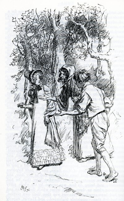 "Harriet, çingeneler tarafından saldırıya uğradı" (illüstrasyon) by Hugh Thomson