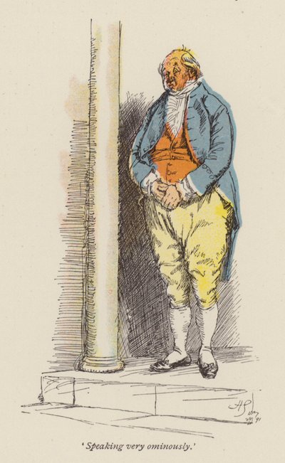 Bayan Gaskell tarafından Cranford için illüstrasyon (renkli gravür) by Hugh Thomson