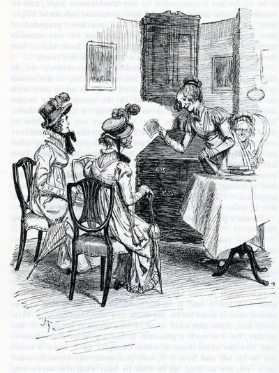 Jane Austen'ın "Emma" çizimi (illüstrasyon) by Hugh Thomson