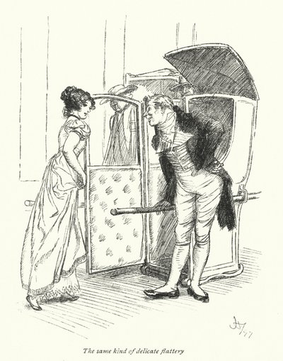 Northanger Manastırı için Jane Austen (lito) çizimi by Hugh Thomson