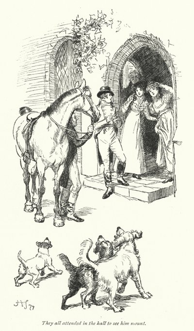 Northanger Manastırı için Jane Austen (lito) çizimi by Hugh Thomson