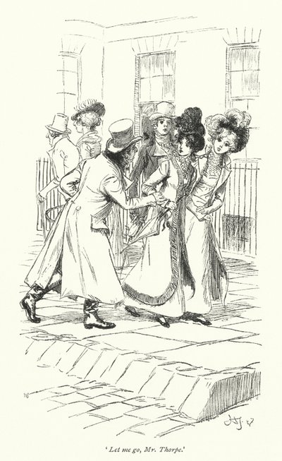 Northanger Manastırı için Jane Austen (lito) çizimi by Hugh Thomson