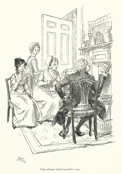 Northanger Manastırı için Jane Austen (lito) çizimi by Hugh Thomson