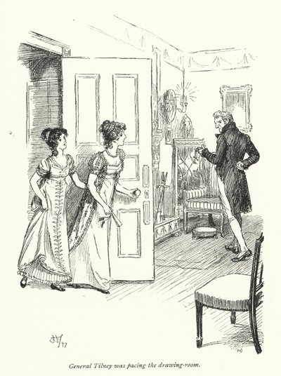 Northanger Manastırı için Jane Austen (lito) çizimi by Hugh Thomson