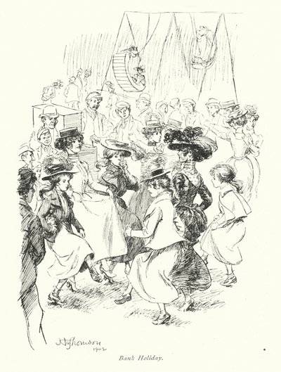Londra: Banka Tatili (renkli taş baskı) by Hugh Thomson