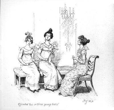 Jane Austen, 1894 (gravür) (bw fotoğraf) by Hugh Thomson