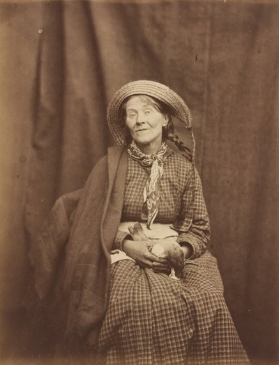 Ölü Bir Kuş Tutan Kadın, Surrey County Akıl Hastanesi, c. 1855 (fotoğraf) by Hugh Welch Diamond