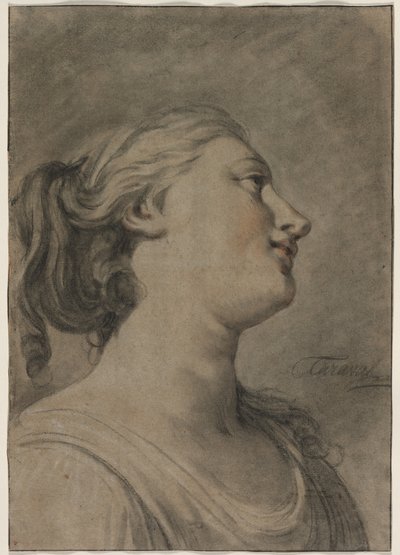 Profilde Kadın Figürü Başı, Sağa Döndü, c. 1763-1770. by Hughes Taraval
