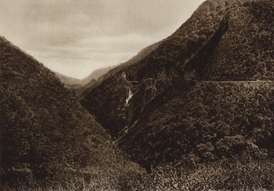 Meksika: Las Canoas, Demiryolu hattı ve Tamasopo vadisi (b/w fotoğraf) by Hugo Brehme