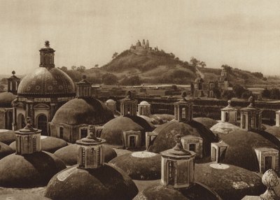 Meksika: Piramide de Cholula (b/w fotoğraf) by Hugo Brehme