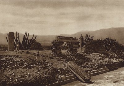Meksika: Mitla Harabeleri, Oaxaca Eyaleti (b/w fotoğraf) by Hugo Brehme