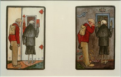 Cennet ve cehennemin kapılarında çiftçi ve ölüm by Hugo Simberg