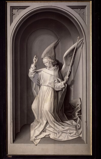 Müjde Meleği, Portinari üçlüsünün dış paneli - panel üzerine yağ, c.1475 by Hugo van der Goes