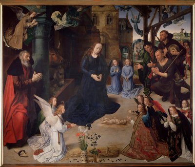 Portinari Altarpiece: Çobanların hayranlığı. Orta panel, ahşap üzerine yağlı boya by Hugo van der Goes
