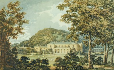 Doğu cephesi perspektifte güney cephesi, Antony House için Kırmızı Kitaptan, c.1812 by Humphry Repton