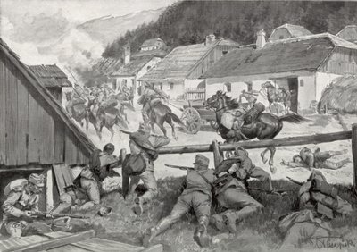 Yağmacı Kazaklar, bir Macar köyünde Macar birlikleri tarafından şaşırtıldı by Hungarian School