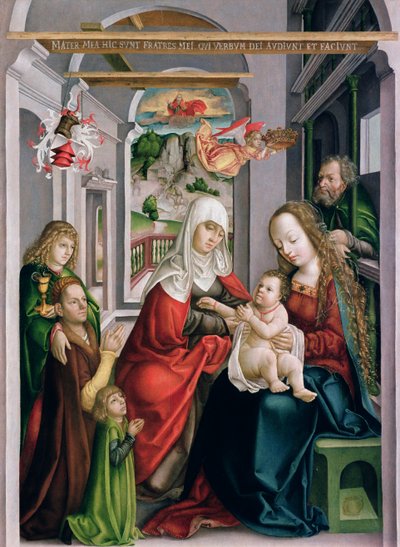 Aziz Anne ve Bakire ve Çocuk, Eperjes, c.1520 (çam ağacı üzerinde tempera) by Hungarian School