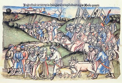 Orijinal renkli ahşap gravürden Bela IV hükümdarlığı sırasında 1241